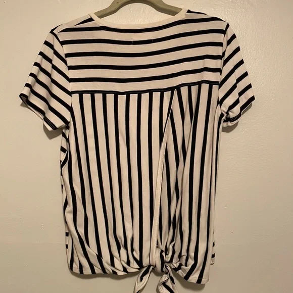 Madewell Black and White Striped Tie Back Top - Picture 3 of 4